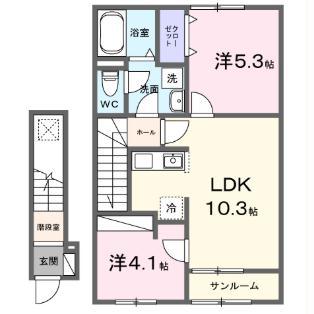 かのやIV(2LDK/2階)の間取り写真