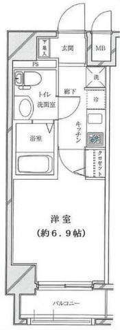 RISING PLACE桜木町二番館(1K/8階)の間取り写真