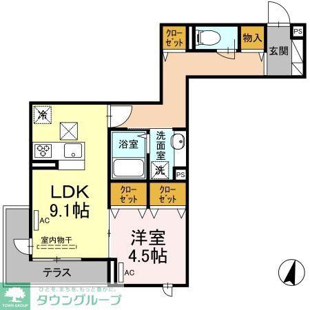 エクセリア上鷺宮II(1LDK/1階)の間取り写真