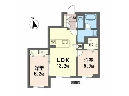 アスピラシオン(2LDK/1階)の間取り写真