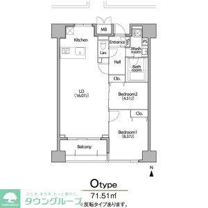 グラン・アベニュー栄(2LDK/12階)の間取り写真