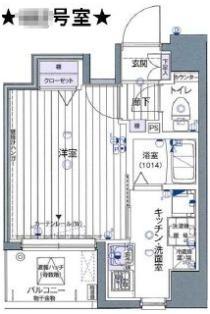 ヴァレッシア錦糸町シティ(1K/4階)の間取り写真