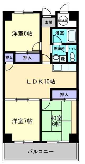 アーバン茜(3LDK/9階)の間取り写真