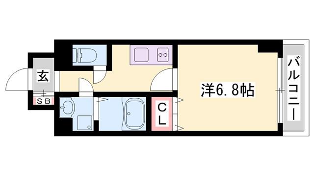 MISTRAL姫路駅前IV(1K/7階)の間取り写真