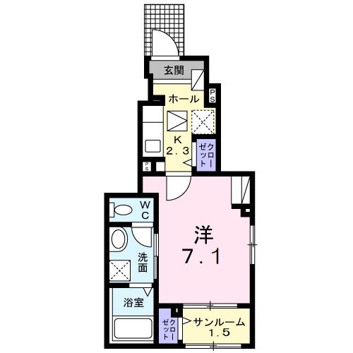 アネモスヒルズ姫路早瀬I(1K/1階)の間取り写真