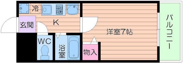 フローライト長居(1K/2階)の間取り写真