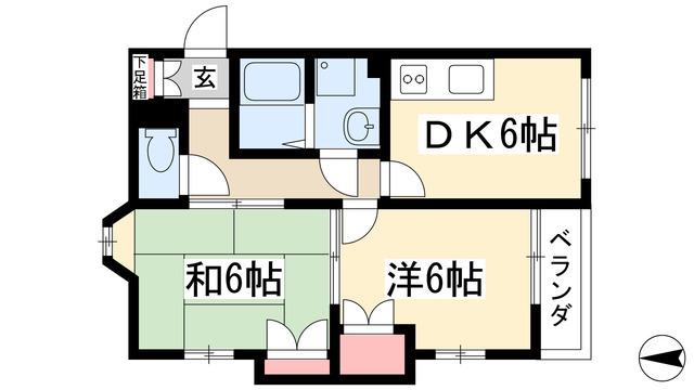 ドリームネスト長久手(2DK/2階)の間取り写真