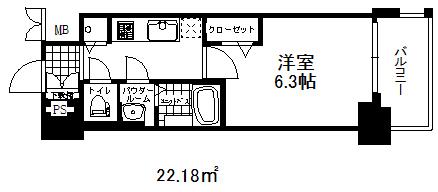 プレサンス神戸グレンツ(1K/14階)の間取り写真