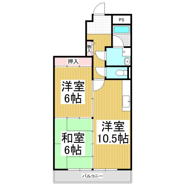 アヴェニール白山(2LDK/2階)の間取り写真