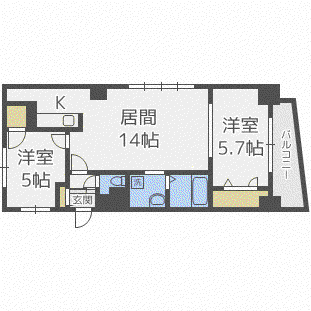 ビッグパレス中島公園(2LDK/4階)の間取り写真