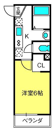OPEN RISE大和田I(1K/1階)の間取り写真