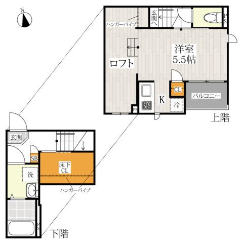 CB北柏グランディール(1K/2階)の間取り写真