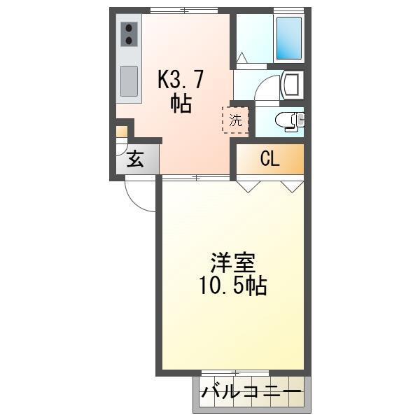 ステラハウスIIA棟(1DK/1階)の間取り写真