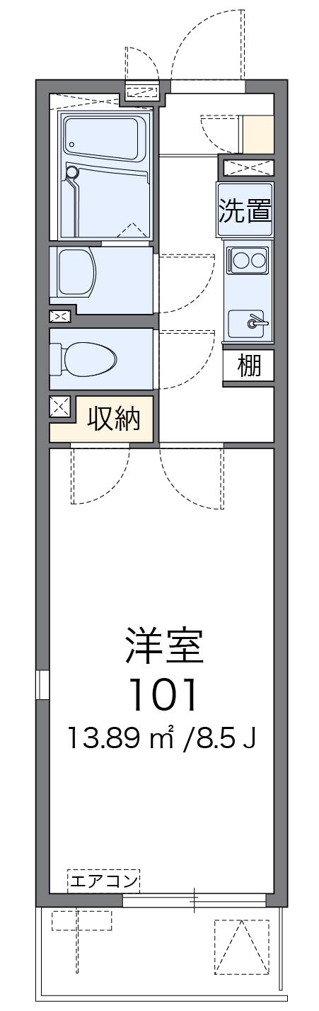 レオネクストグットドール(1K/1階)の間取り写真