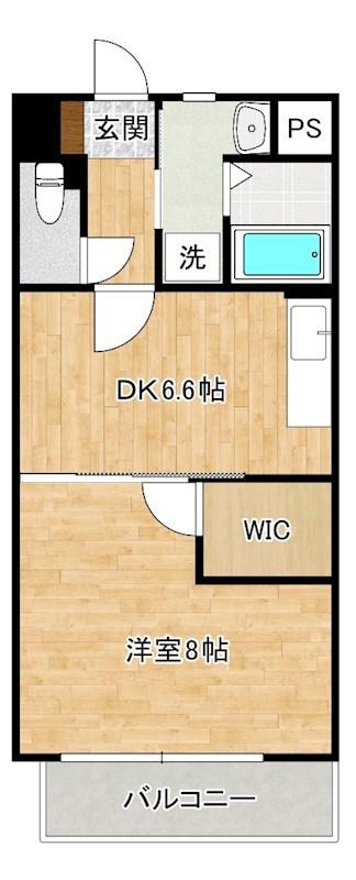 WINGS片野II(1DK/12階)の間取り写真