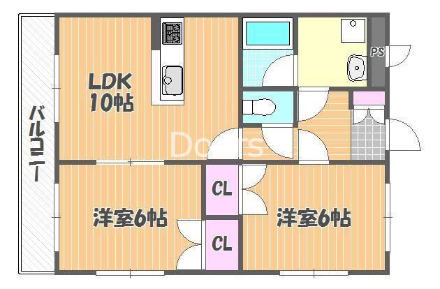 パーチェ・青江(2LDK/1階)の間取り写真