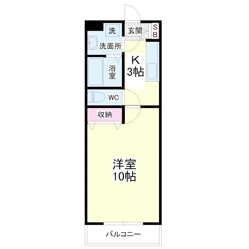 遠州鉄道 曳馬駅 徒歩13分 4階建 築24年(1K/2階)の間取り写真
