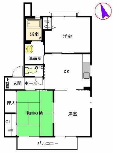 コーポラス青葉B棟(2LDK/2階)の間取り写真