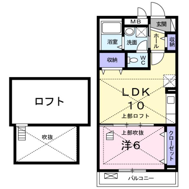 ベルチェドマーニ(1LDK/2階)の間取り写真