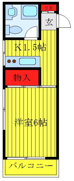 宇都コーポ(1K/2階)の間取り写真