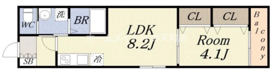 ALEGRIA南市岡(1LDK/2階)の間取り写真