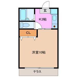 サンライズ(1K/1階)の間取り写真