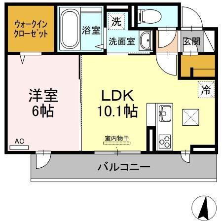 キャトルセゾン南佐古(1LDK/1階)の間取り写真