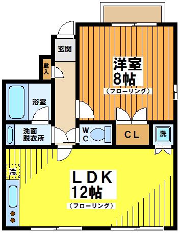 ロータス南台(1LDK/2階)の間取り写真