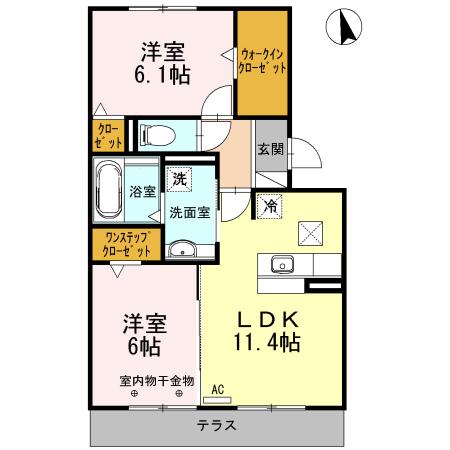 ポルトボヌールA(2LDK/1階)の間取り写真