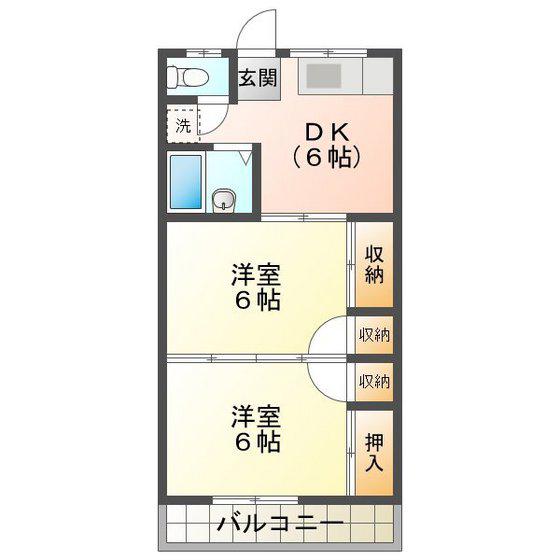 コーポ小林(2DK/1階)の間取り写真