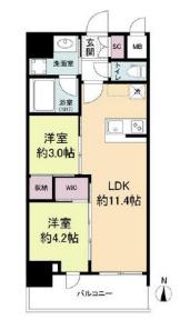 セレニテフラン梅田(2LDK/12階)の間取り写真