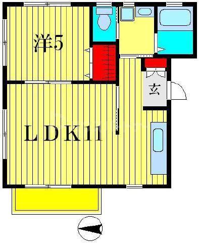 イースト ワン(1LDK/2階)の間取り写真