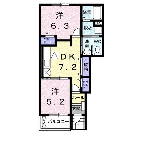 サンライズ榎 A(2DK/1階)の間取り写真