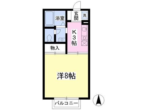 新海ハイツ(1K/2階)の間取り写真
