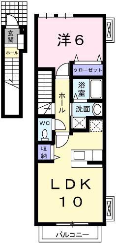 メゾン・カルム・M(1LDK/2階)の間取り写真