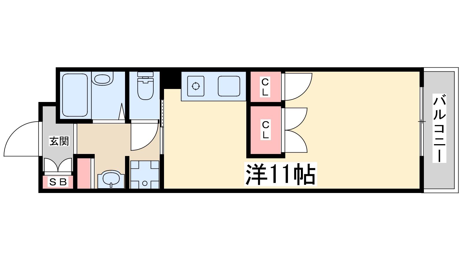 ビーバ江坂(ワンルーム/4階)の間取り写真