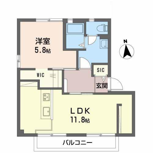 シャーメゾン新堂(1LDK/2階)の間取り写真