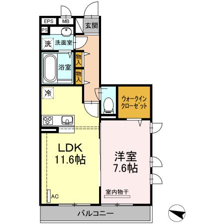 イーストガーデン綱島(1LDK/3階)の間取り写真