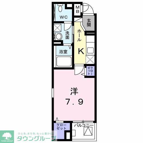 リヴェール(1K/4階)の間取り写真