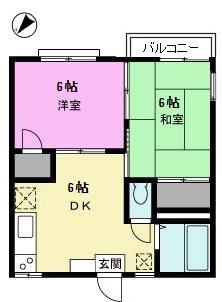 ライサーズ内田(2DK/1階)の間取り写真