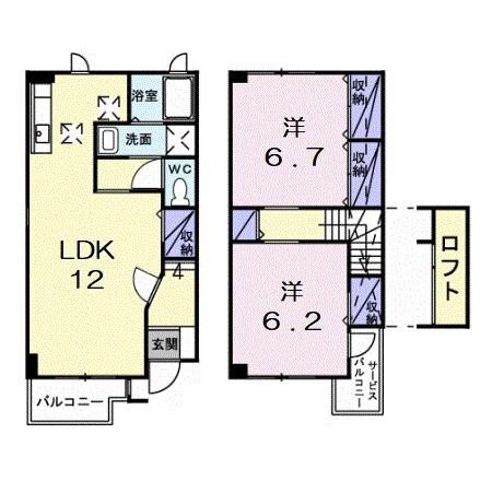 ソレイユMII(2LDK/1階)の間取り写真