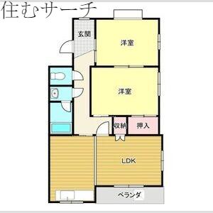 珊プラザ宝照(2LDK/2階)の間取り写真