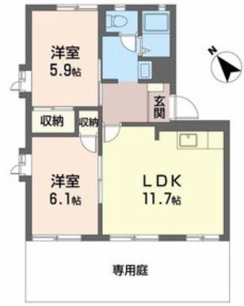 プリミエール一色(2LDK/1階)の間取り写真