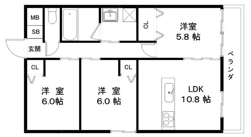 ロイヤルグランデ東陽(3LDK/4階)の間取り写真