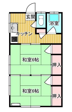 コーポたかはし(2K/2階)の間取り写真