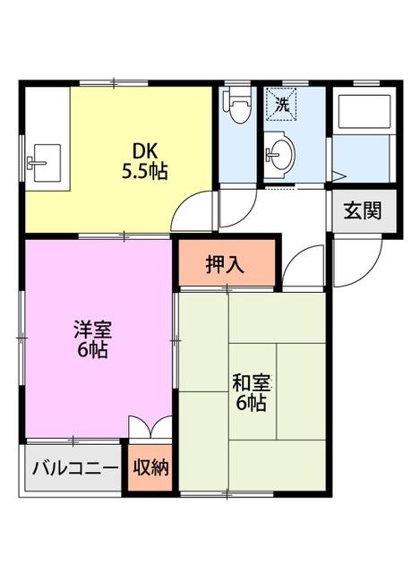 コーポ大月(2DK/2階)の間取り写真