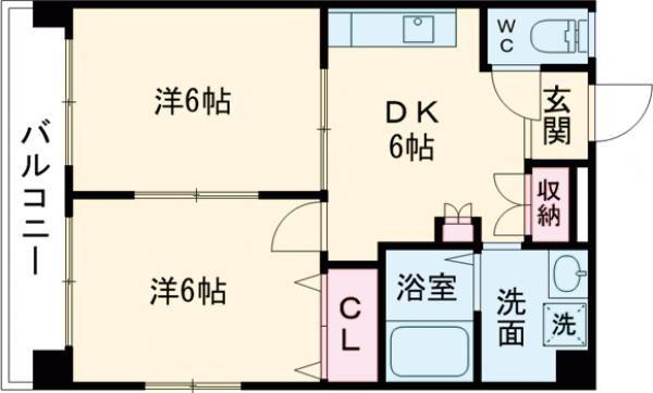 ヴィラ鯉ノ丸I(2DK/3階)の間取り写真