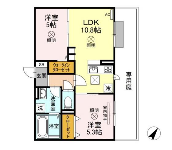 ラ フィオーレ(2LDK/1階)の間取り写真