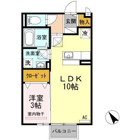 グランヴィル B棟(1LDK/1階)の間取り写真