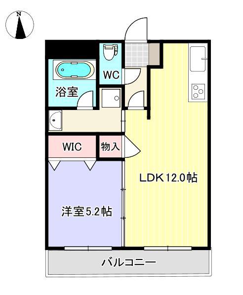 リュミエール龍田(1LDK/2階)の間取り写真